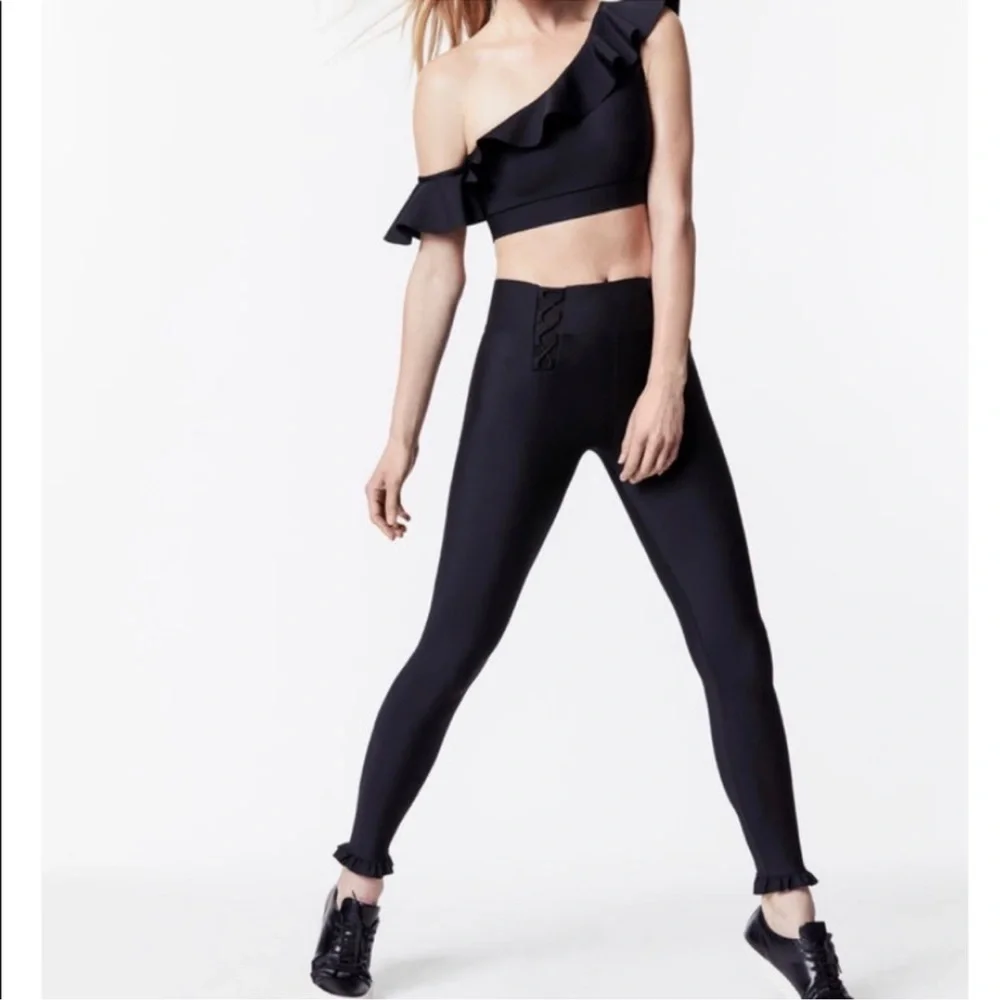 Carbon38 Ruffle Ankle Leggings Size Small
